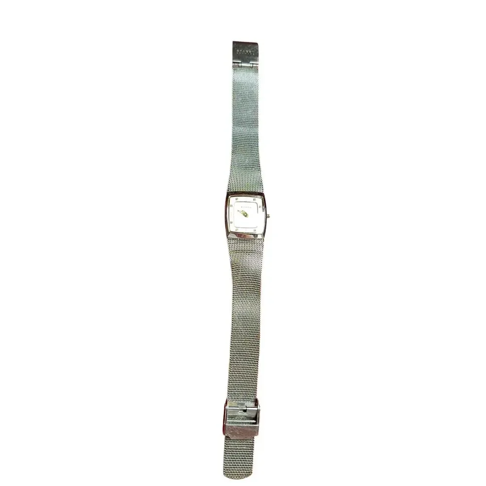 Skagen Denmark 380XSGS1 Slim Square Watch - Two-Tone Mesh & Crystal Dial WORKS
